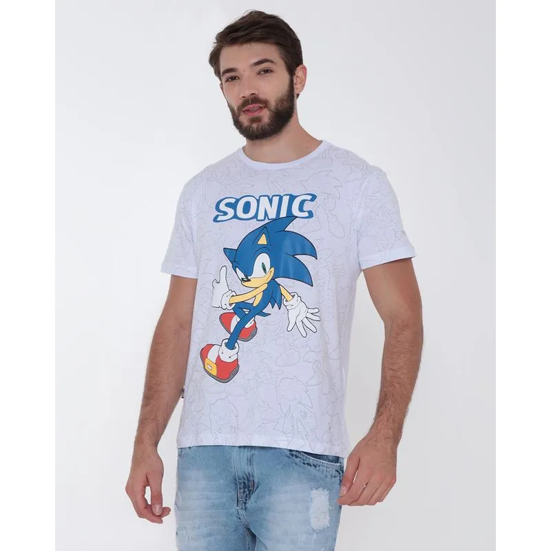 Camiseta Masculina Sonic Branca P