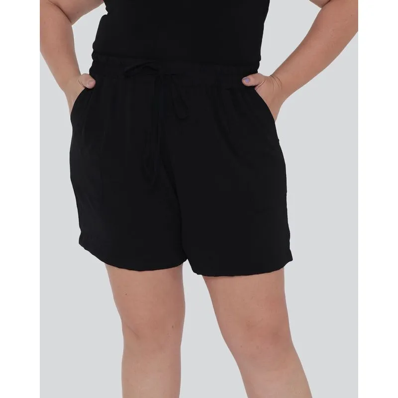 Short Plus size Feminino Viscose Preto G1
