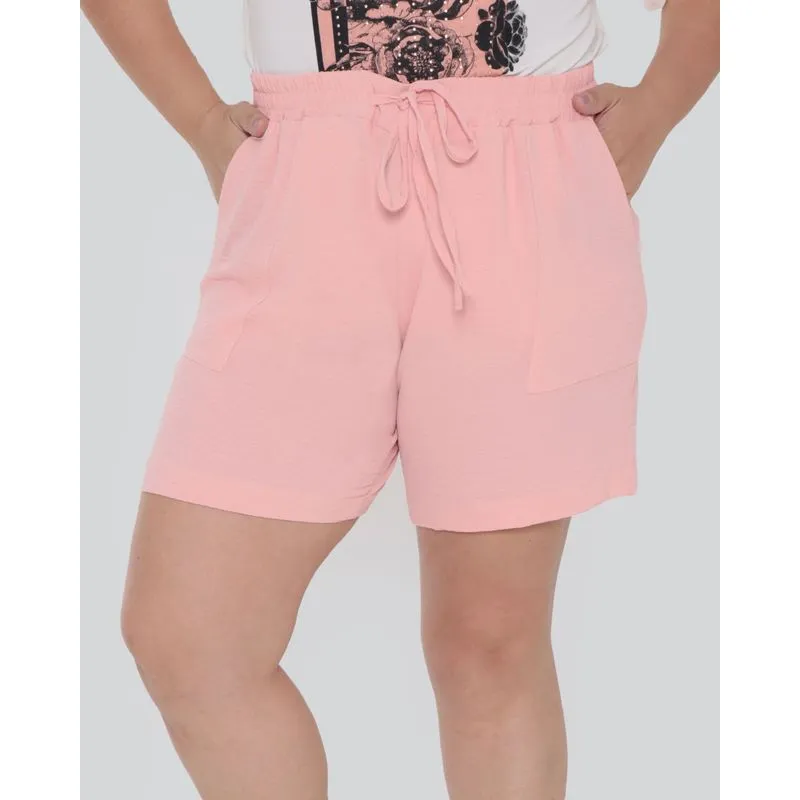 Short Plus size Feminino Viscose Rosa Claro G1