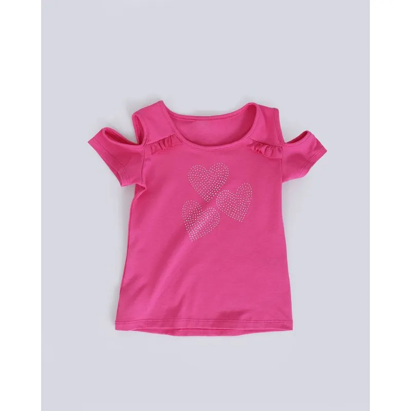 Blusa Bebê Manga Open Shoulder Strass Rosa 3