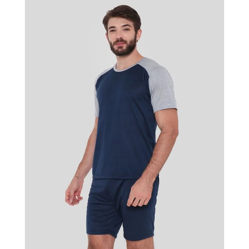 Pijama Masculino Curto Raglan Marinho G