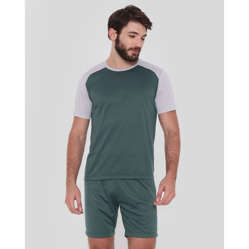 Pijama Masculino Curto Raglan Verde GG