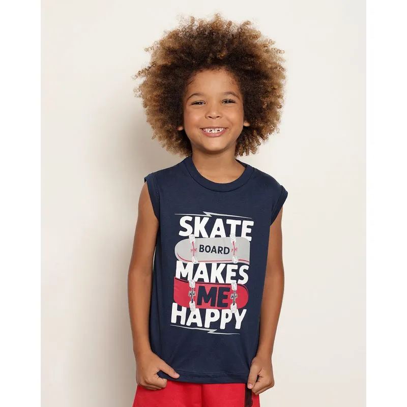 Regata Infantil Estampa Skate Marinho 8