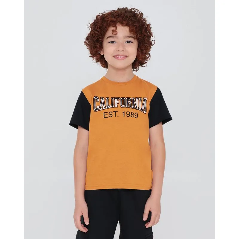 Camiseta Infantil Estampa Califórnia Mostarda Médio 4