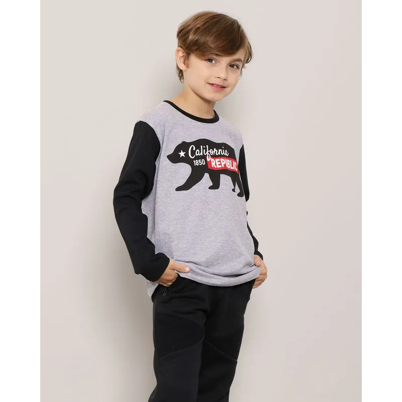Camiseta Infantil Manga Longa Califórnia Cinza 6