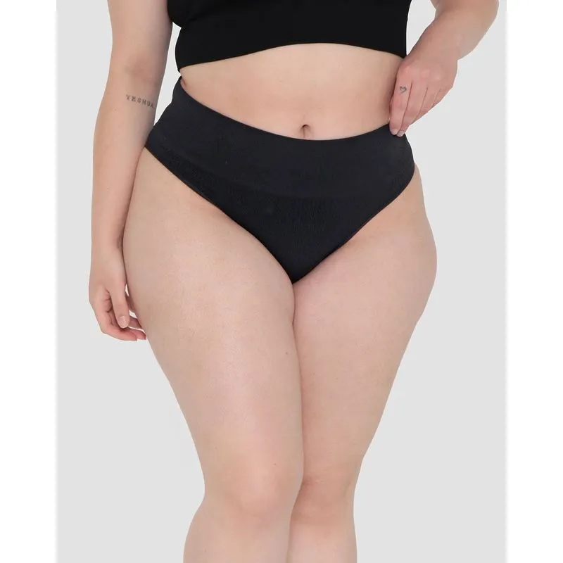 Calcinha Modeladora Tanga Alta Sem Costura Preto G1
