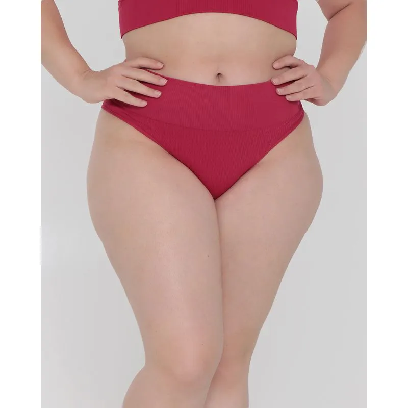 Calcinha Modeladora Tanga Alta Sem Costura Vermelha G2