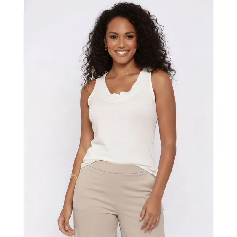 Blusa Feminina Decote V Viscose Off White G