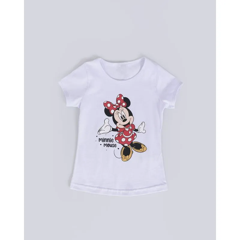 Camiseta Bebê Algodão Disney Minnie Manga Curta Branca 3
