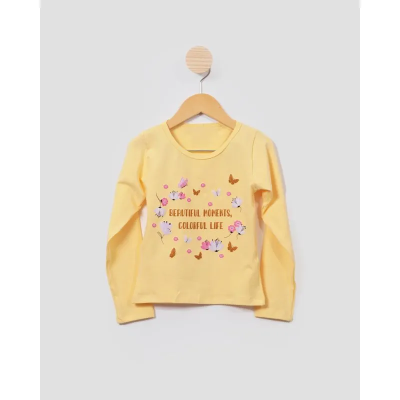 Blusa Infantil Manga Longa Estampa Floral Amarela 6