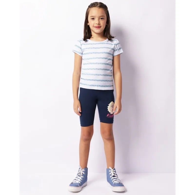 Bermuda Infantil Ciclista Disney Estampa Elsa Marinho 8