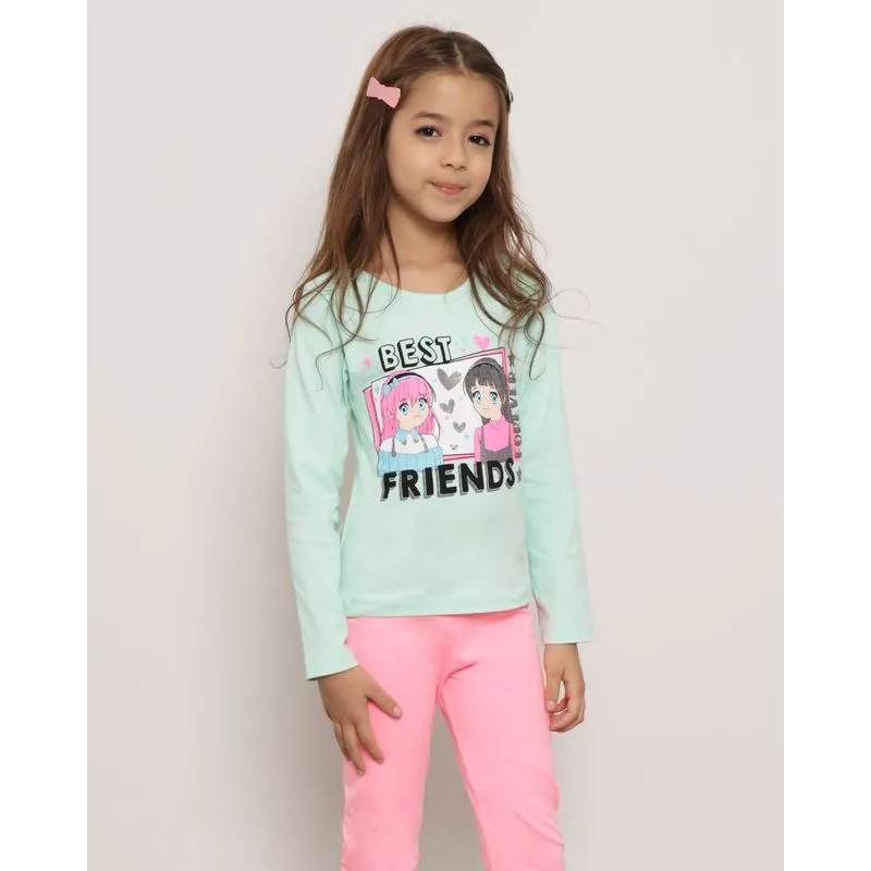 Blusa Infantil Manga Longa Best Friends Verde 4