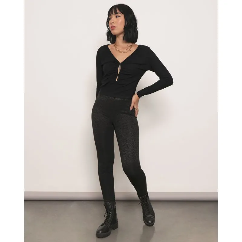 Calça Legging Feminina Estampa Animal Print Preta M