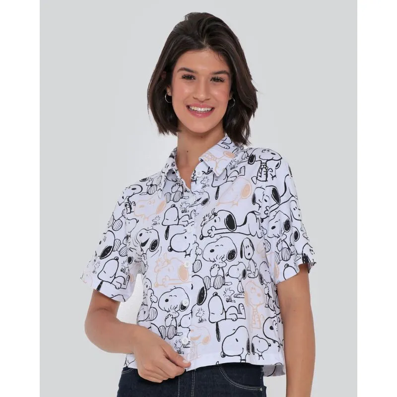 Camisa Feminina Snoopy Gangster Branca P