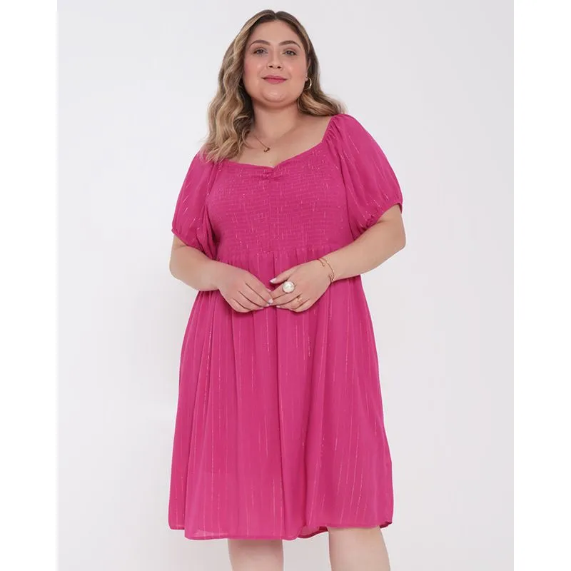 Vestido Feminino Plus Size Ciganinha Lastex Rosa G2