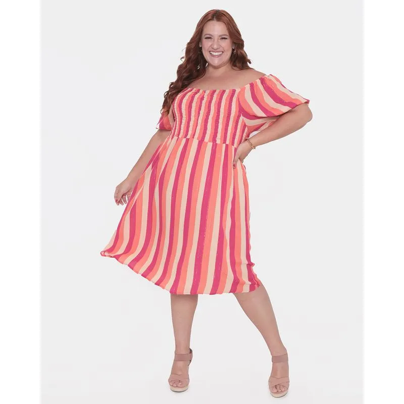 Vestido Feminino Plus Size Ciganinha Lastex Laranja G2