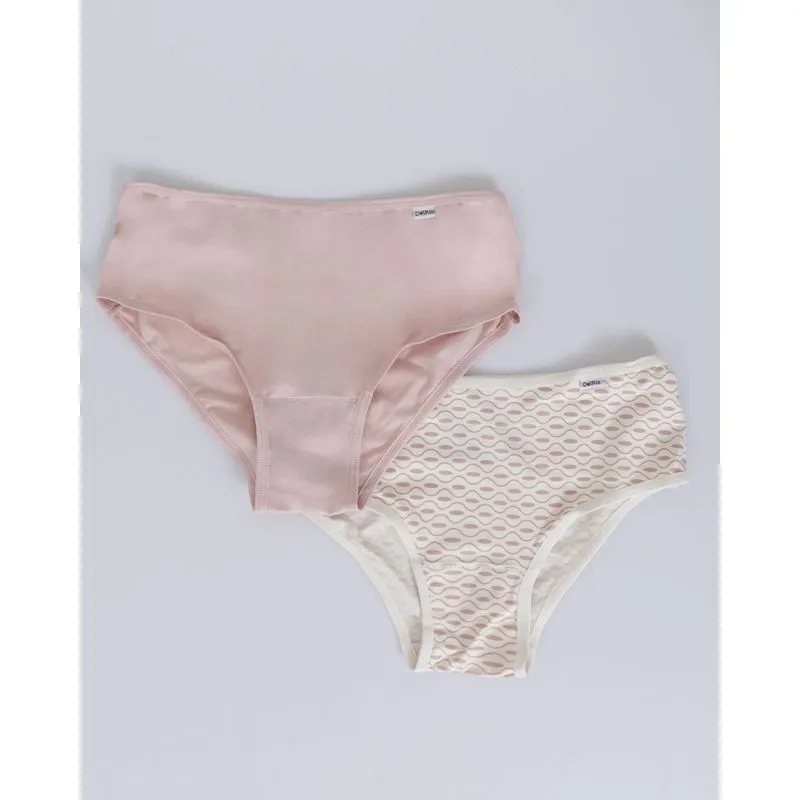 Kit 2 Calcinhas Feminina DelRio Alta Microfibra Estampa Rosa P