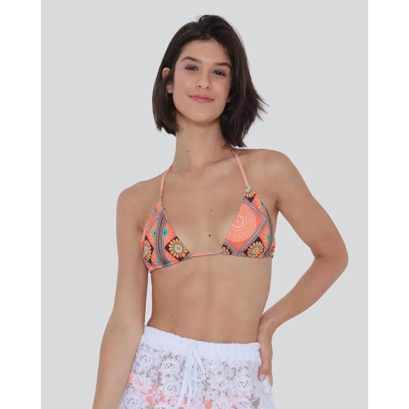 Biquíni Top Cortininha Bojo Floral Laranja M