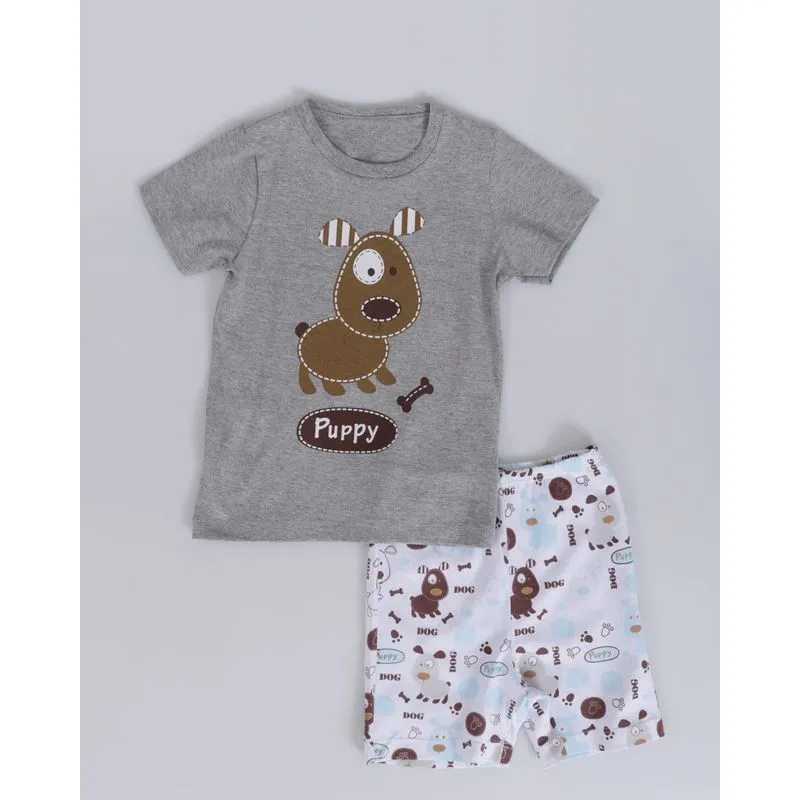 Pijama Bebê Estampa Cachorro Cinza 1