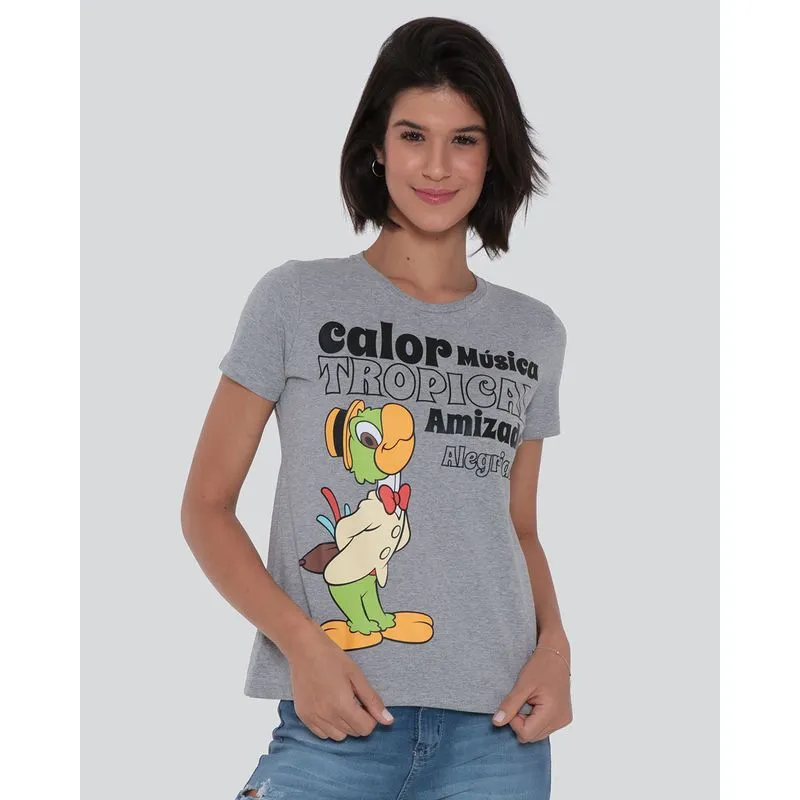 Camiseta Feminina Zé Carioca Disney Cinza P