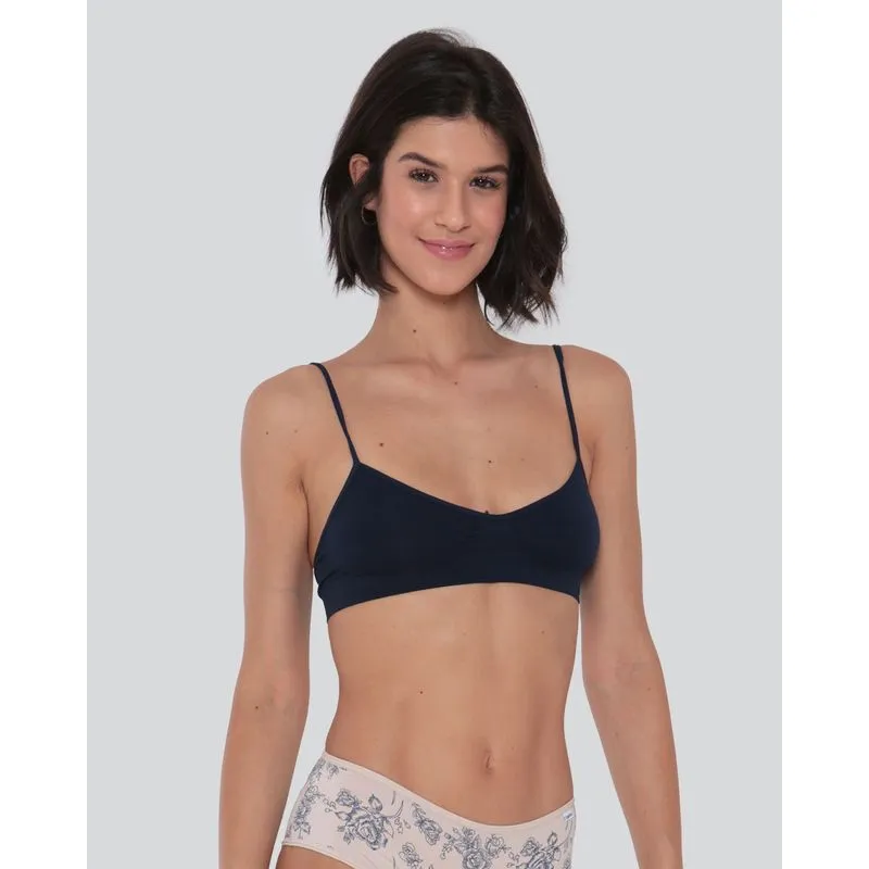 Sutiã Top Feminino Sem Costura Azul Marinho G