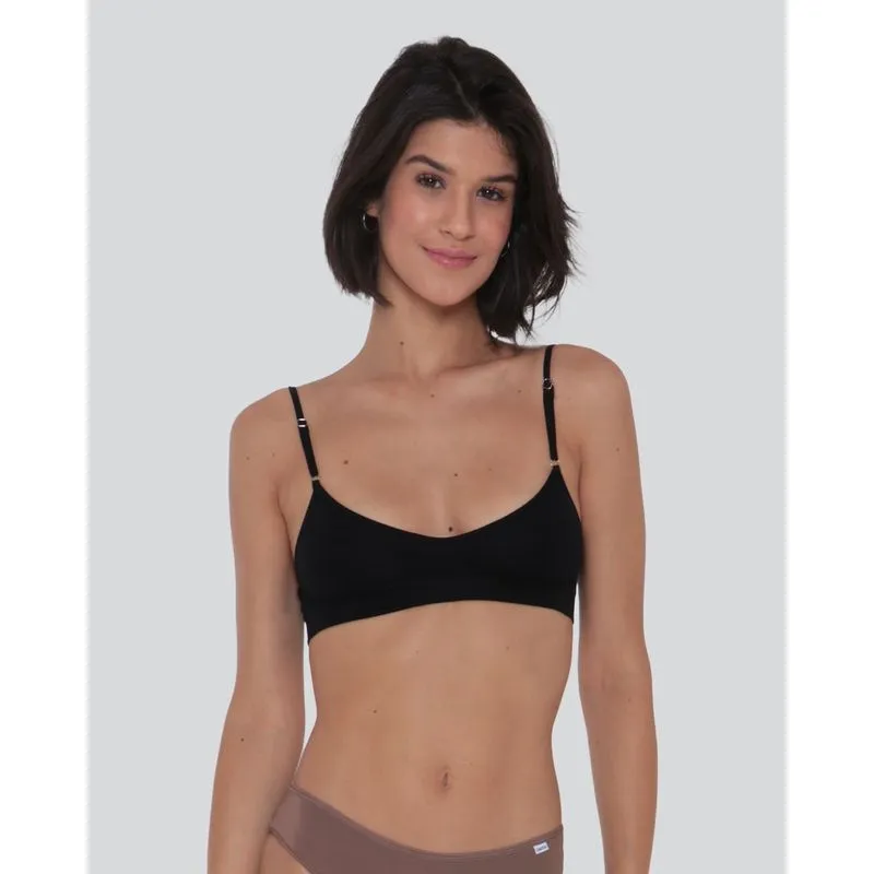 Sutiã Top Feminino Sem Costura Preto M