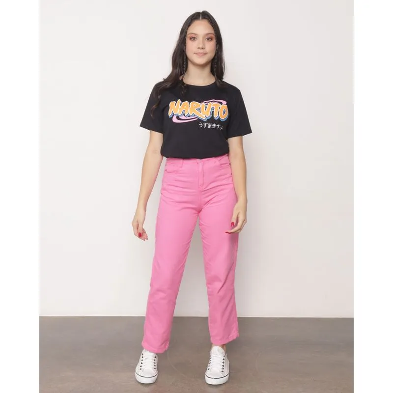 Calça Sarja Juvenil Detalhes Rosa 12