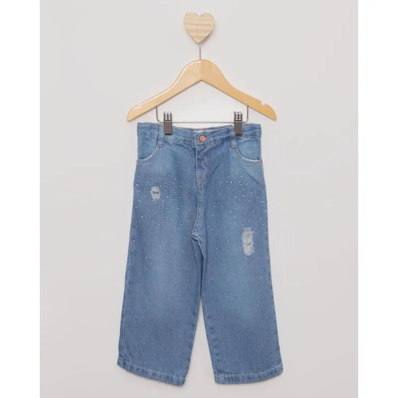 Calça Jeans Bebê Wide Leg Azul Clara 1