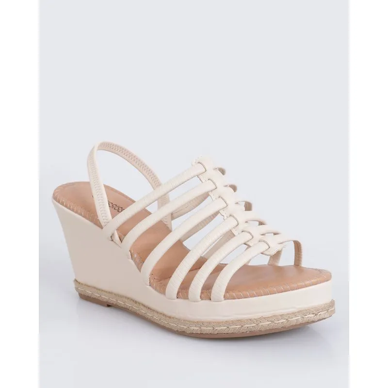 Sandália Feminina Tiras Finas Anabela Off White 37