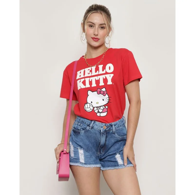 Camiseta Feminina Hello Kitty Vermelha P
