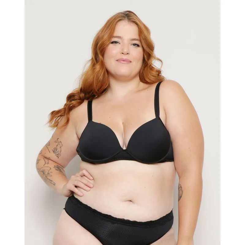 Sutiã Feminino Plus Size Com Base e Bojo Casca Preto 52