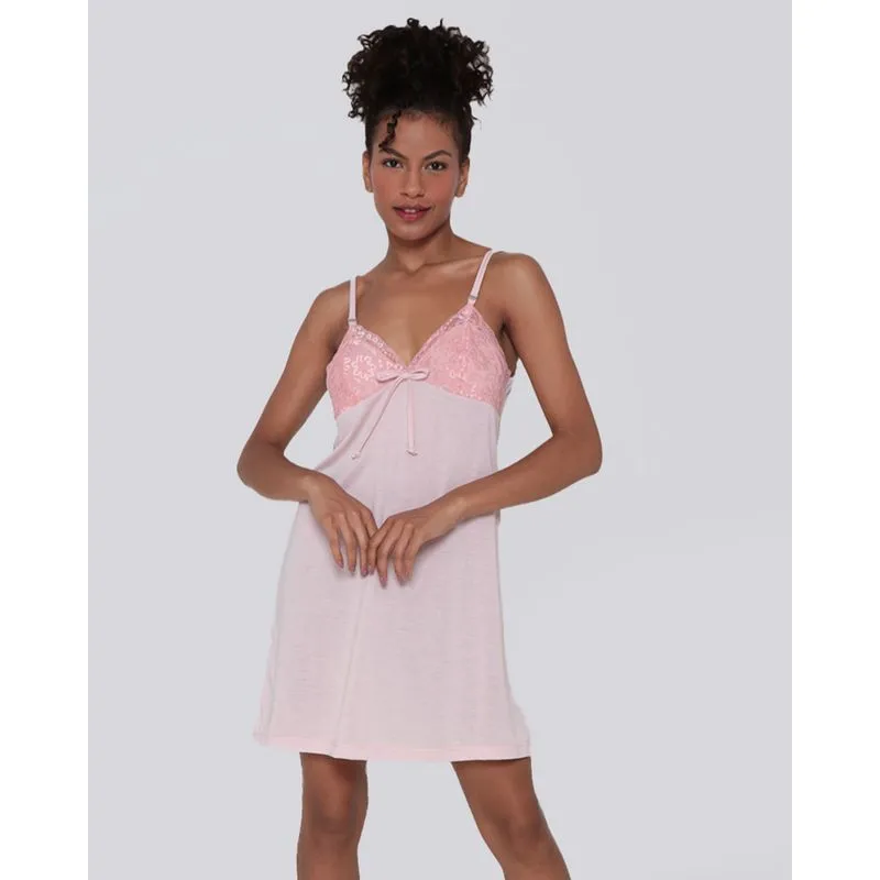 Camisola Feminina Alcinha Renda Rosa G