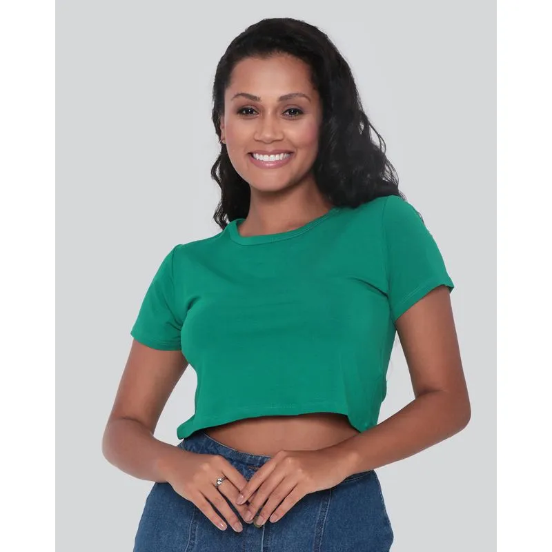 Blusa Cropped Feminina Básica Verde Médio G