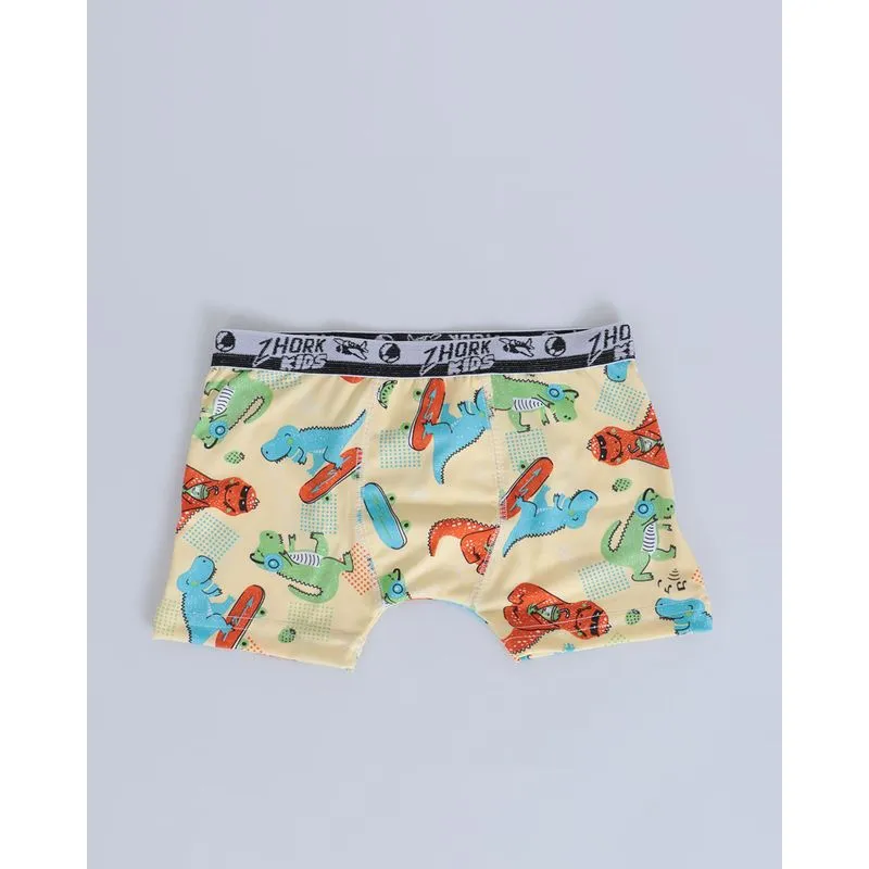 Cueca Infantil Boxer Estampa Dinossauro Amarela 10