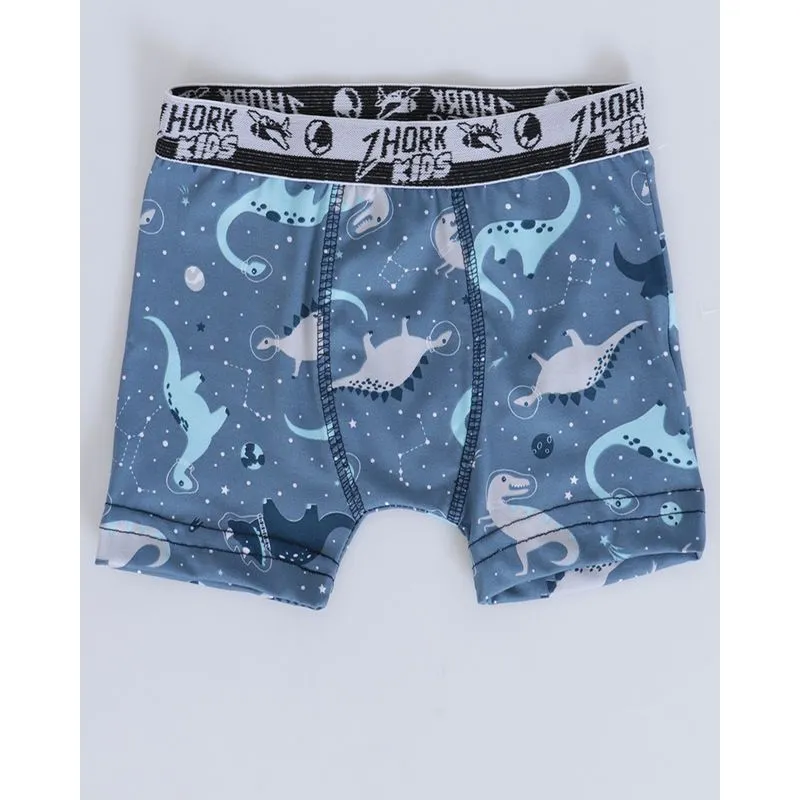 Cueca Infantil Boxer Estampa Dinossauro Espacial Azul Cós Sortido 4