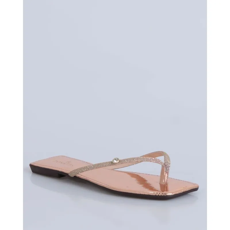 Rasteirinha Feminina Tira Dedo Glitter Cobre 35