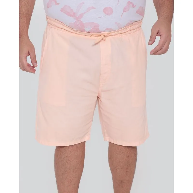 Bermuda Sarja Masculina Plus Size Bolsos Laranja Claro G1