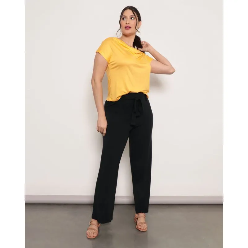 Calça Feminina Pantalona Amarração Preta P