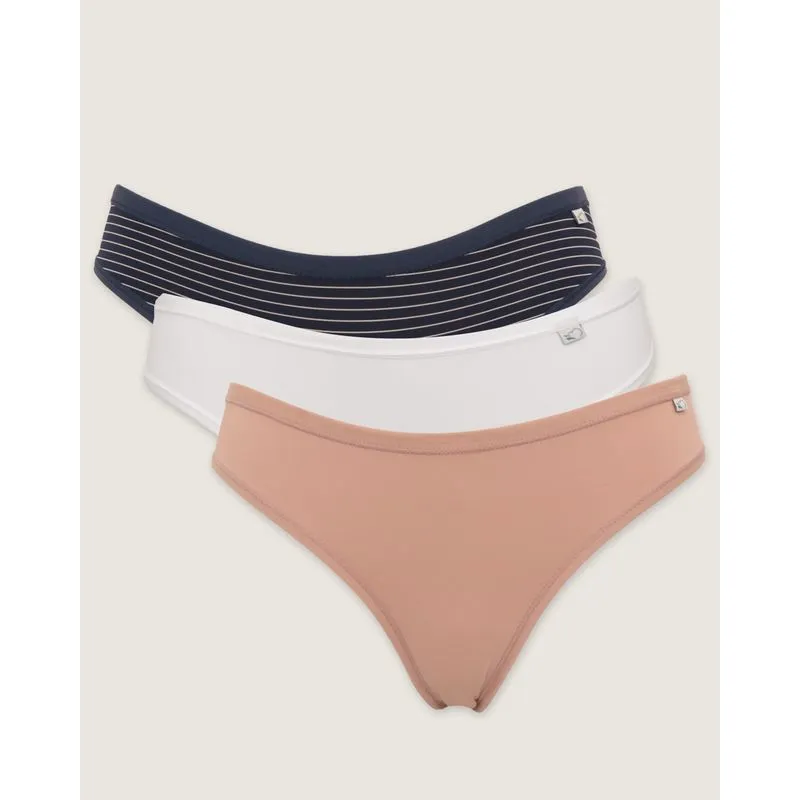 Kit 3 Calcinhas Feminina Biquíni Delcotton Branca Marinho E Rosa P