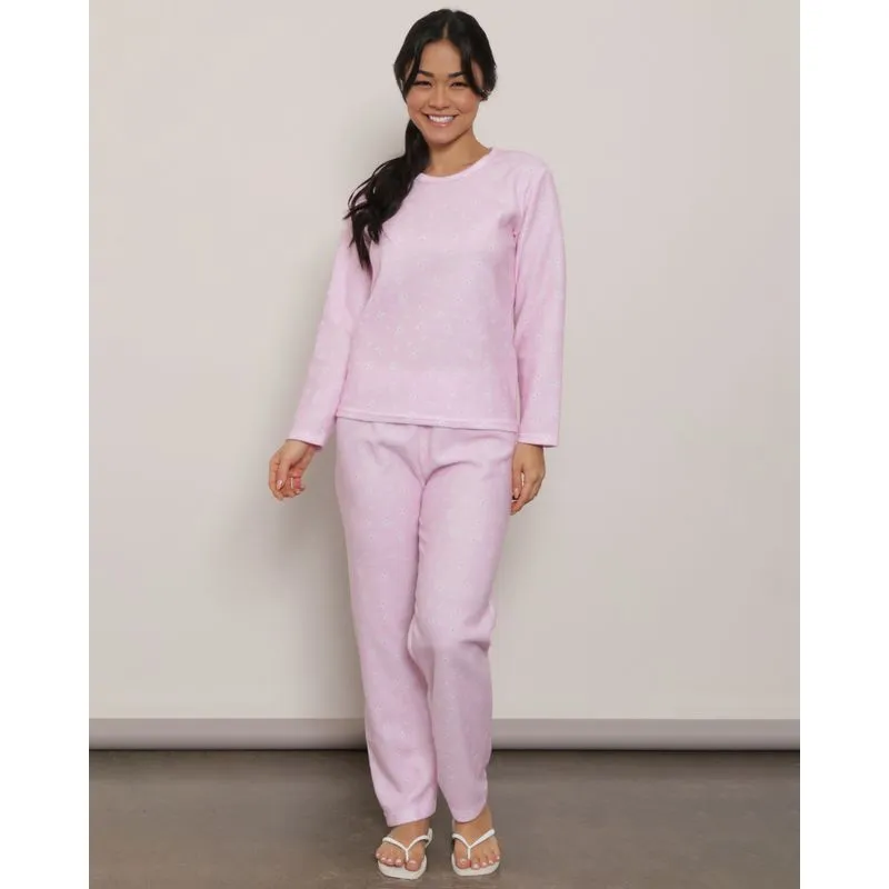 Pijama Feminino Manga Longa Estampa Flor Soft Rosa G