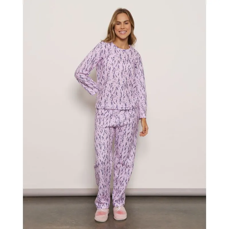 Pijama Feminino Longo Soft Estampa Floral Rosa M