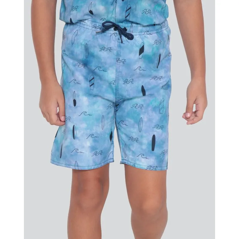 Bermuda Infantil Tie Dye Estampa Surf Azul 8