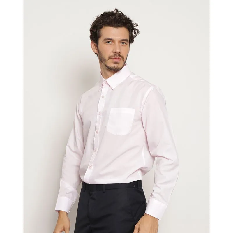 Camisa Social Masculina Botões Bolso Rosa Claro 2