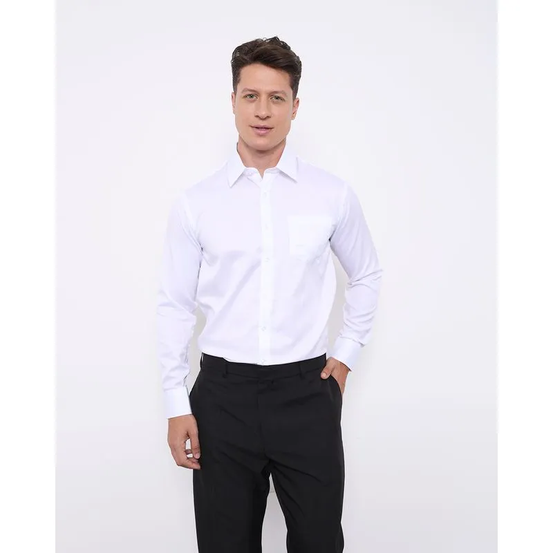 Camisa Masculina Manga Longa Piquet Branca 3