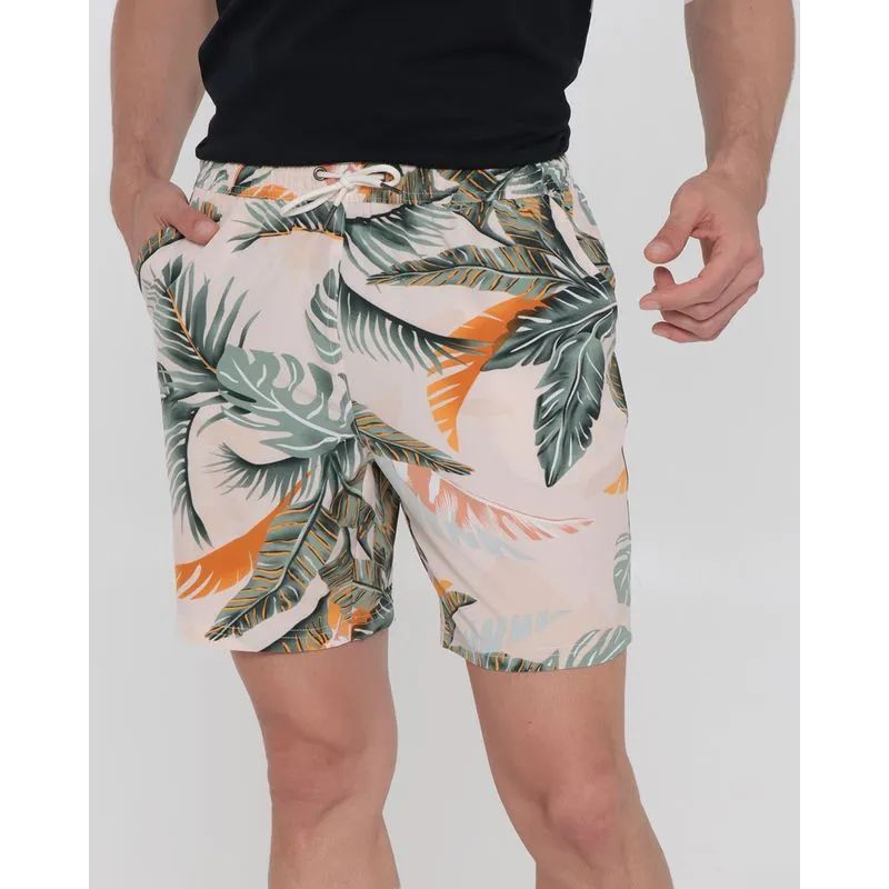 Bermuda Masculina Full Print Floral Bege P