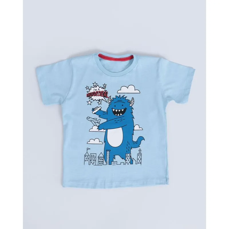 Camiseta Juvenil Estampa Monstrinho Azul Claro 2