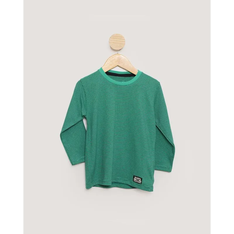 Camiseta Bebê Manga Longa Listrada Verde Escuro 1