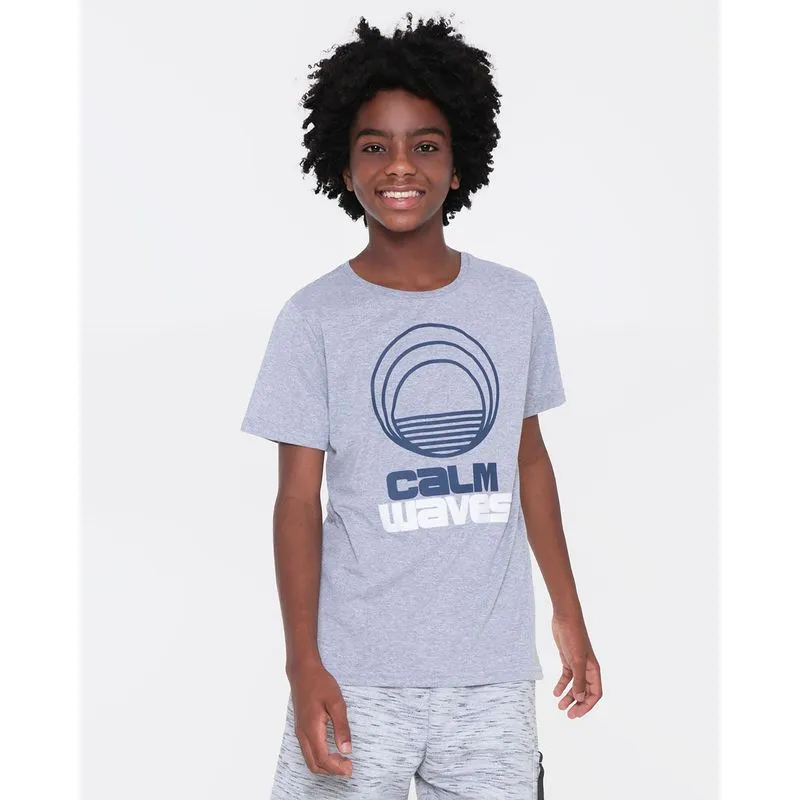 Camiseta Juvenil Estampada Manga Curta Cinza 16