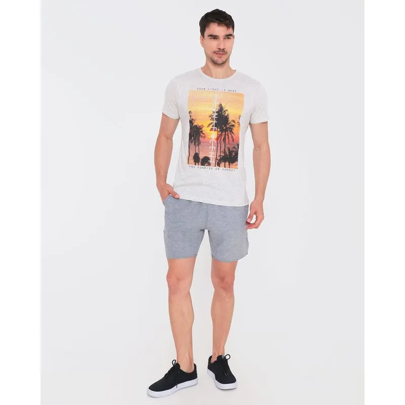Bermuda Masculina Bolso Listrada Cinza Médio GG