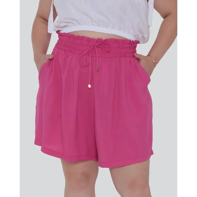 Short Feminino Plus Size Viscose Rosa G3